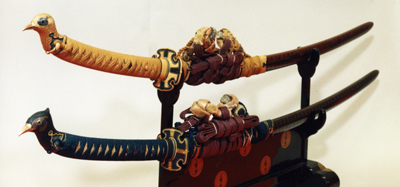 Tangible cultural property designated by Iwate Prefecture
Long-sword mountings, each with a pheasant head-shaped ornament at the hilt