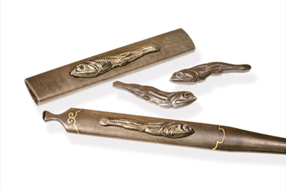 Set of three sword fittings with the motifs of Boiled-Dried Fish