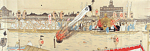 天神祭図巻より夏祭舩渡御図（部分）