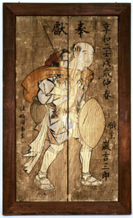 吉村周南 二代目嵐吉三郎の猿廻し与次郎図絵馬