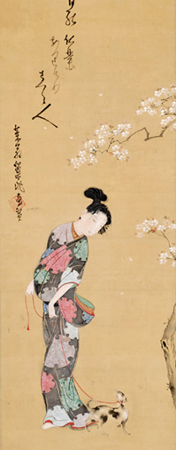 桜花寛永美人図 建部巣兆筆