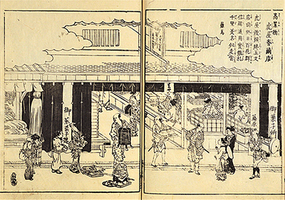 『摂津名所図会』より「高麗橋虎屋春繭店」