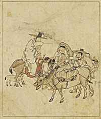 【宝物】壇園風俗画帖〔行旅〕 金弘道筆