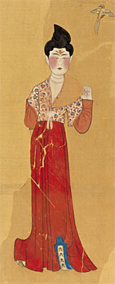 舞楽美人図（部分）