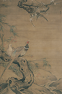 双雉図　呂紀筆