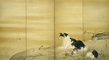 百騒一睡図屏風竹内栖鳳筆