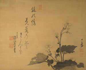 秋海棠図　福原五岳筆