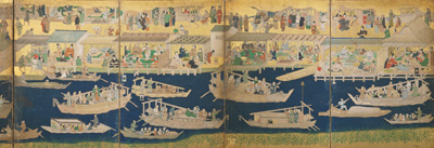 川口遊里図屏風(部分)(大阪市指定文化財)