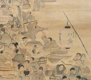天満魚市場図(部分)