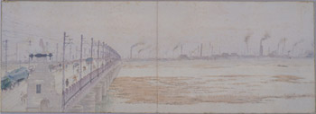 大阪風景画帖より 新淀川と淀川大橋