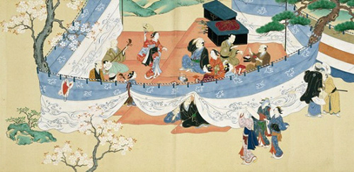 四季風俗図巻のうち花見 西川祐信