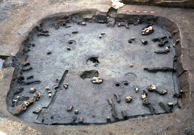 長原遺跡で見つかった弥生時代後期の焼失住居跡