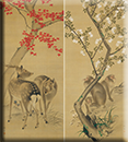 桜猿・紅葉鹿図　森徹山筆